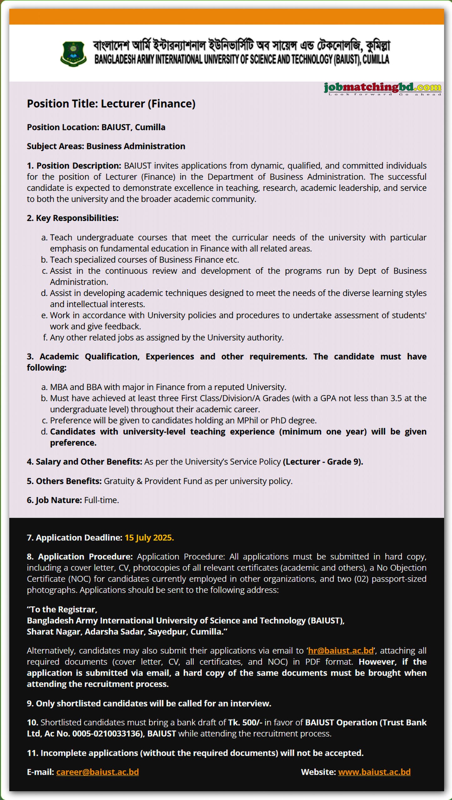 Lecturer Job