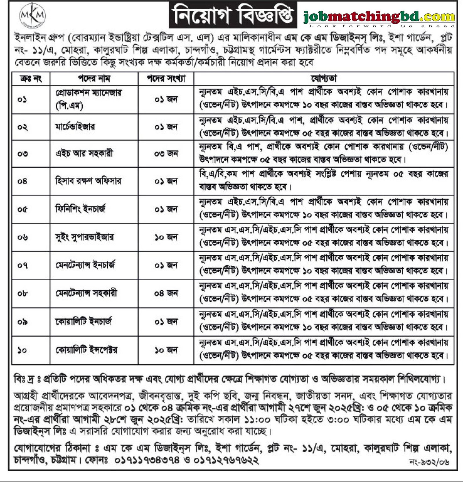 Garments Job in Chittagong