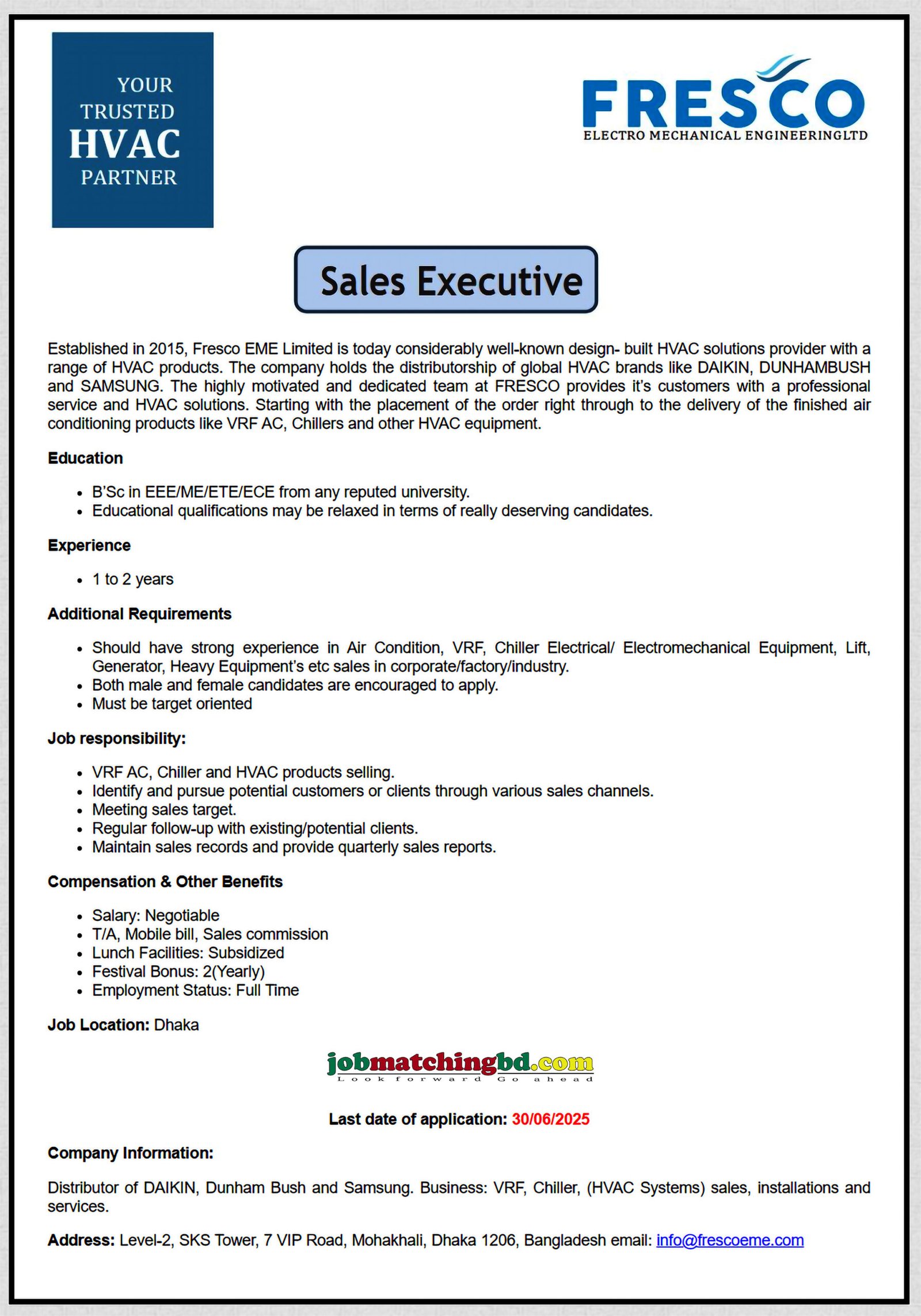 Sales Job in Dhaka