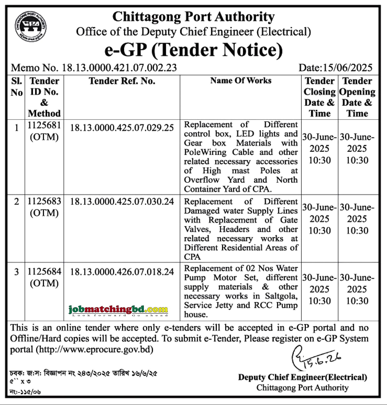 Chittagong Port Authority Tender