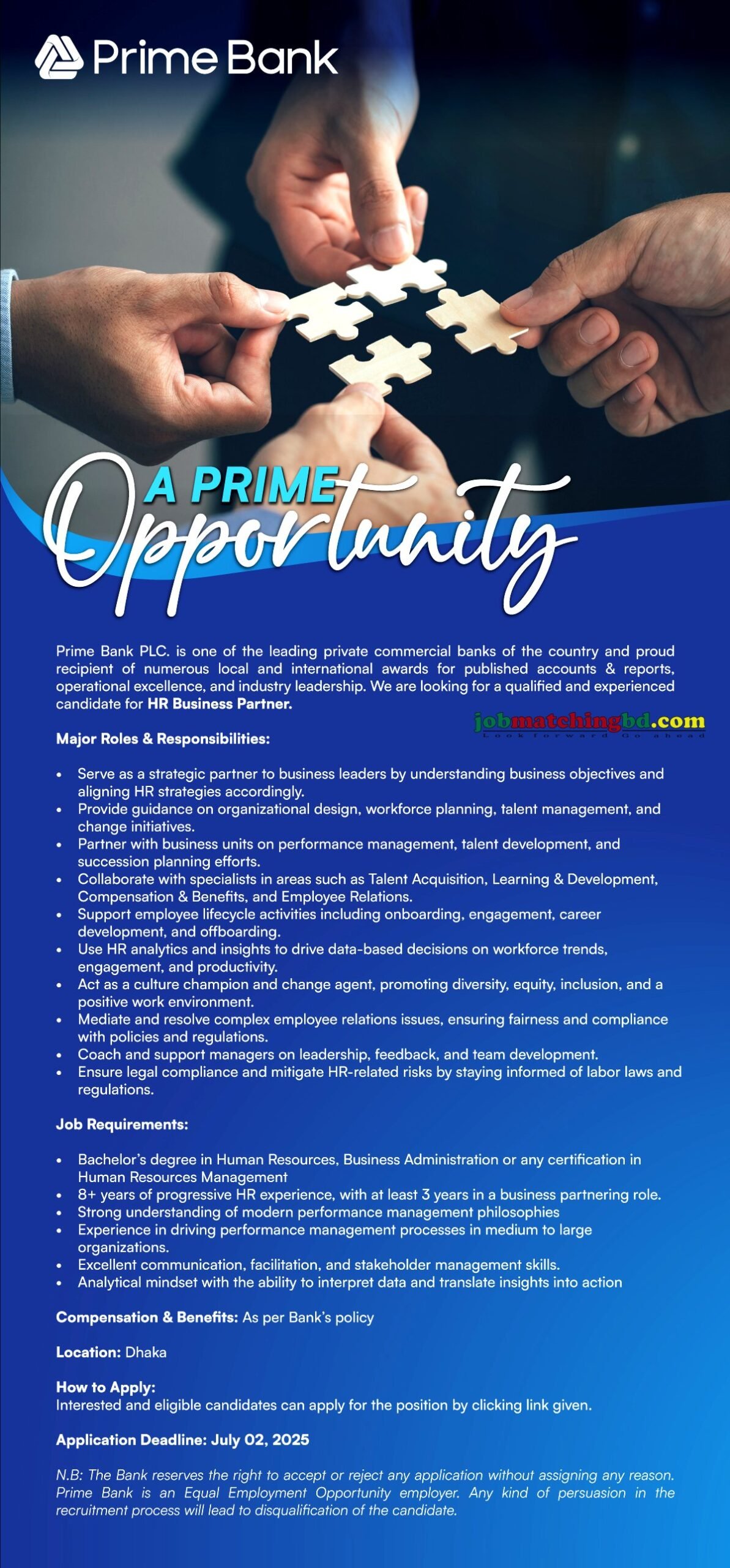 Prime Bank Job Circular