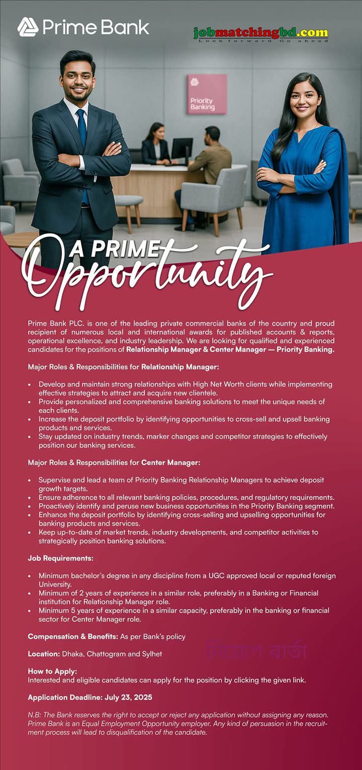 Prime Bank Job Circular