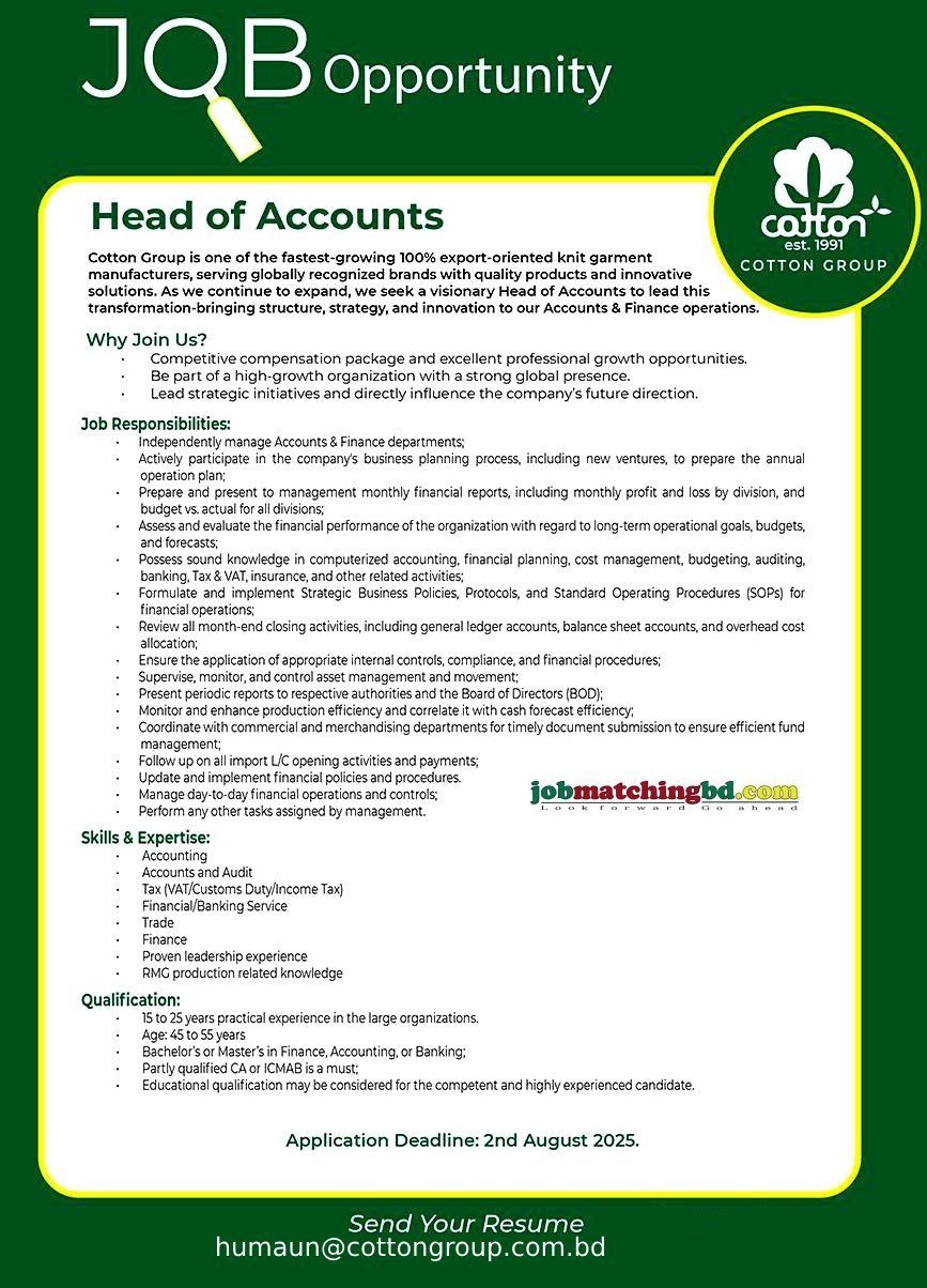 Garments Job in Dhaka