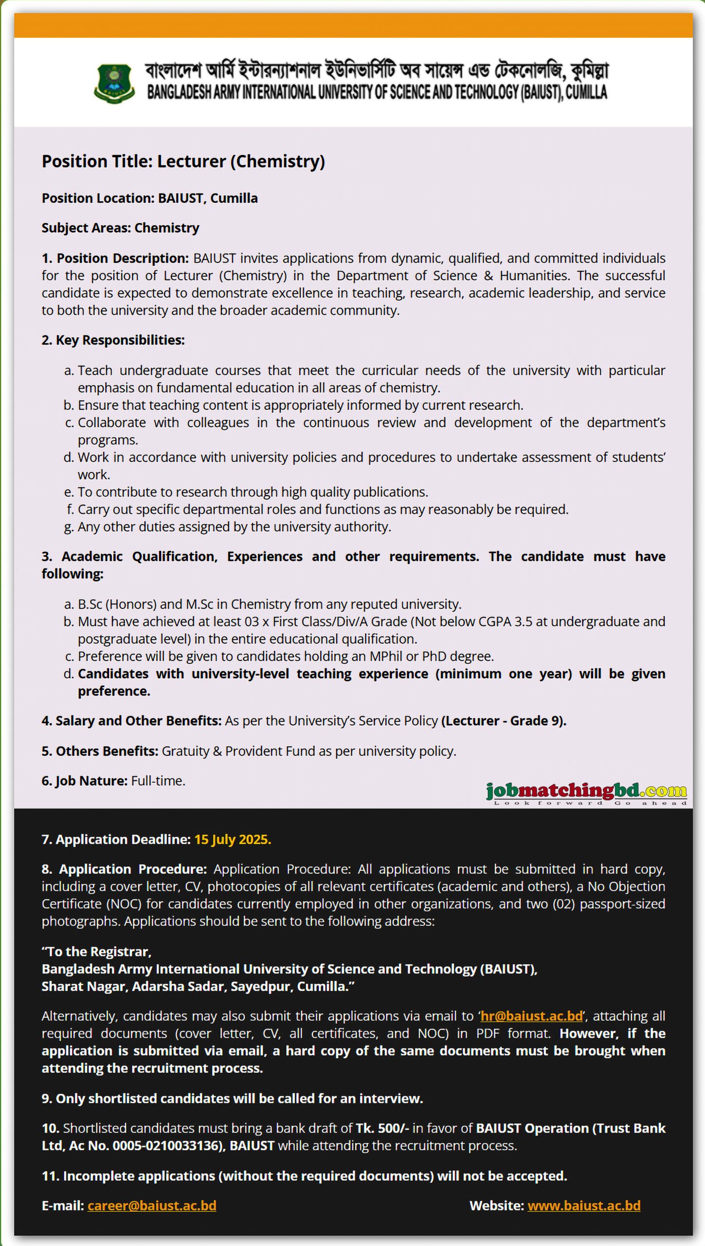 Lecturer Job