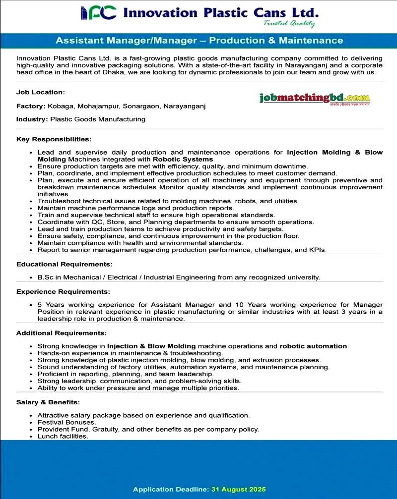 Manager job in Dhaka