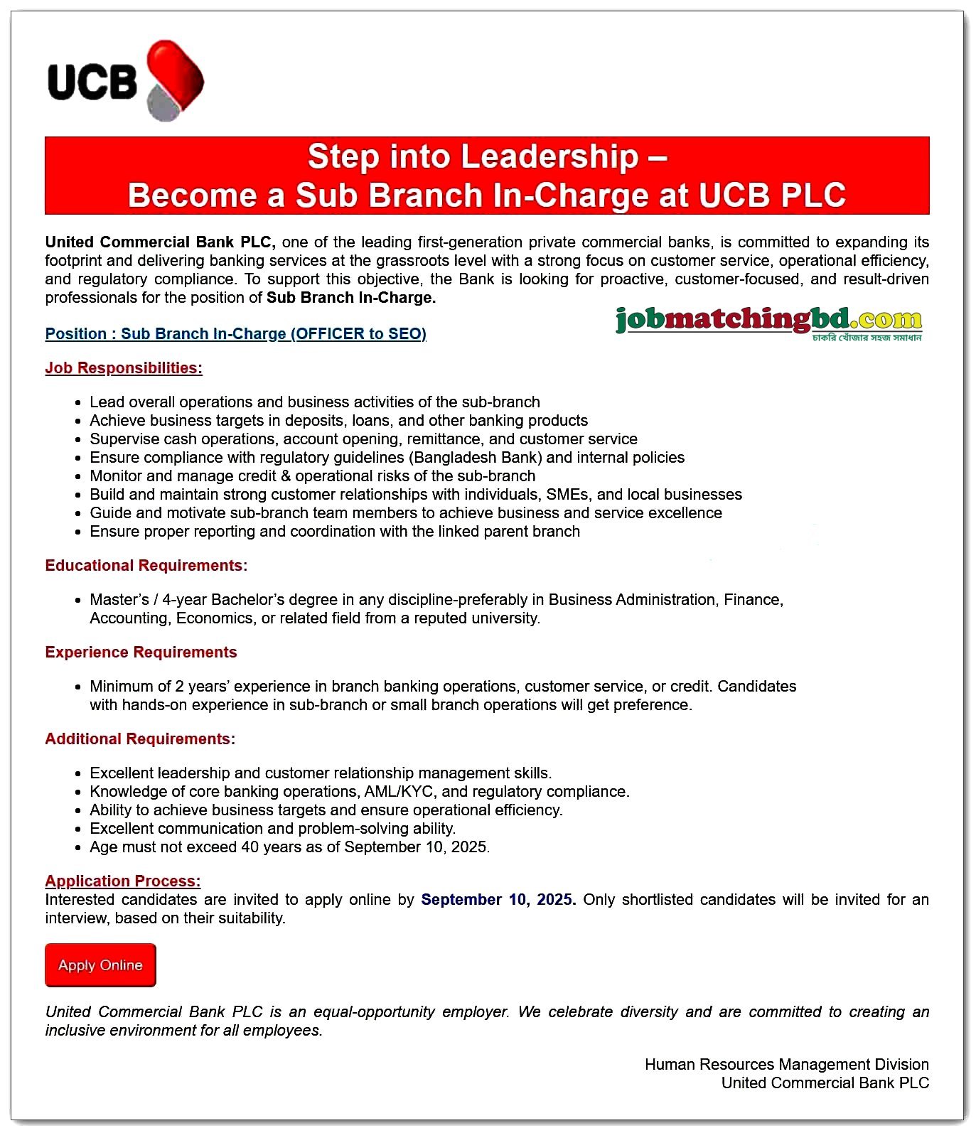 Private Bank Job Circular
