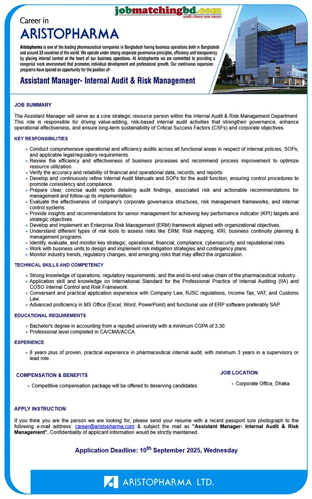 Pharma Job in BD