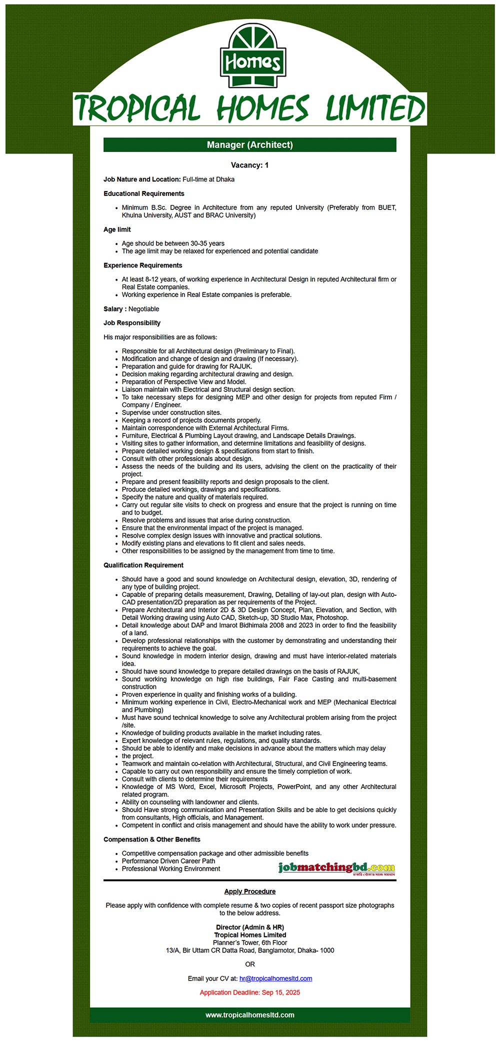 Architect Job in Dhaka