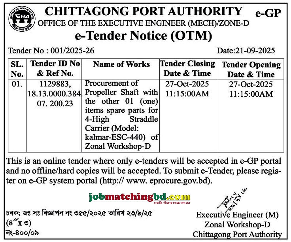 Chittagong Port Authority Tender