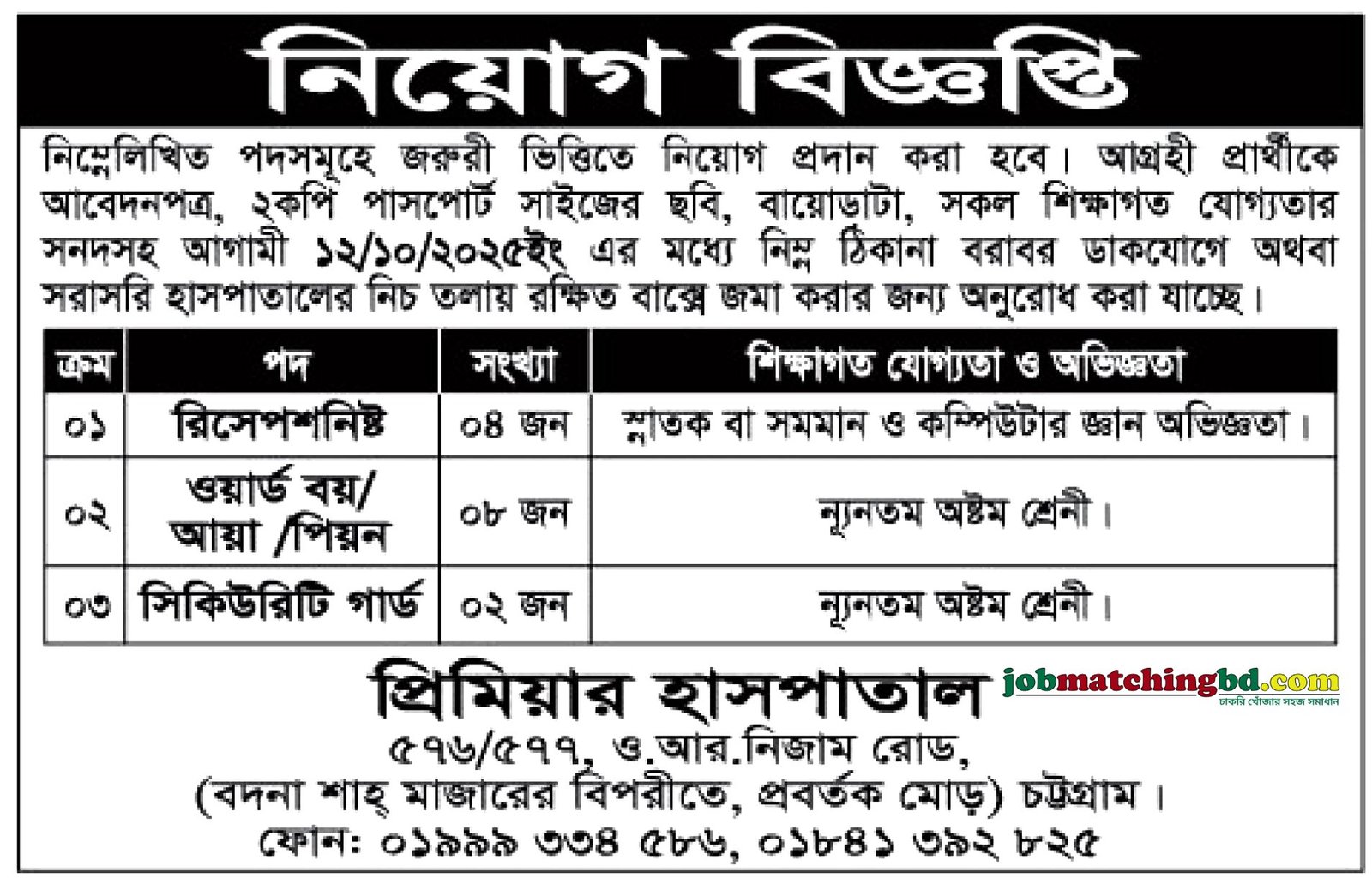 Hospital Job in Chittagong