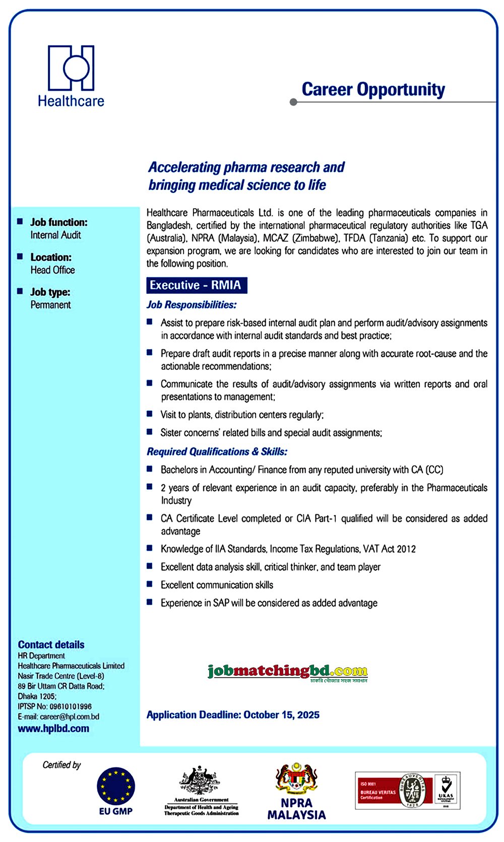 Pharma Job in BD