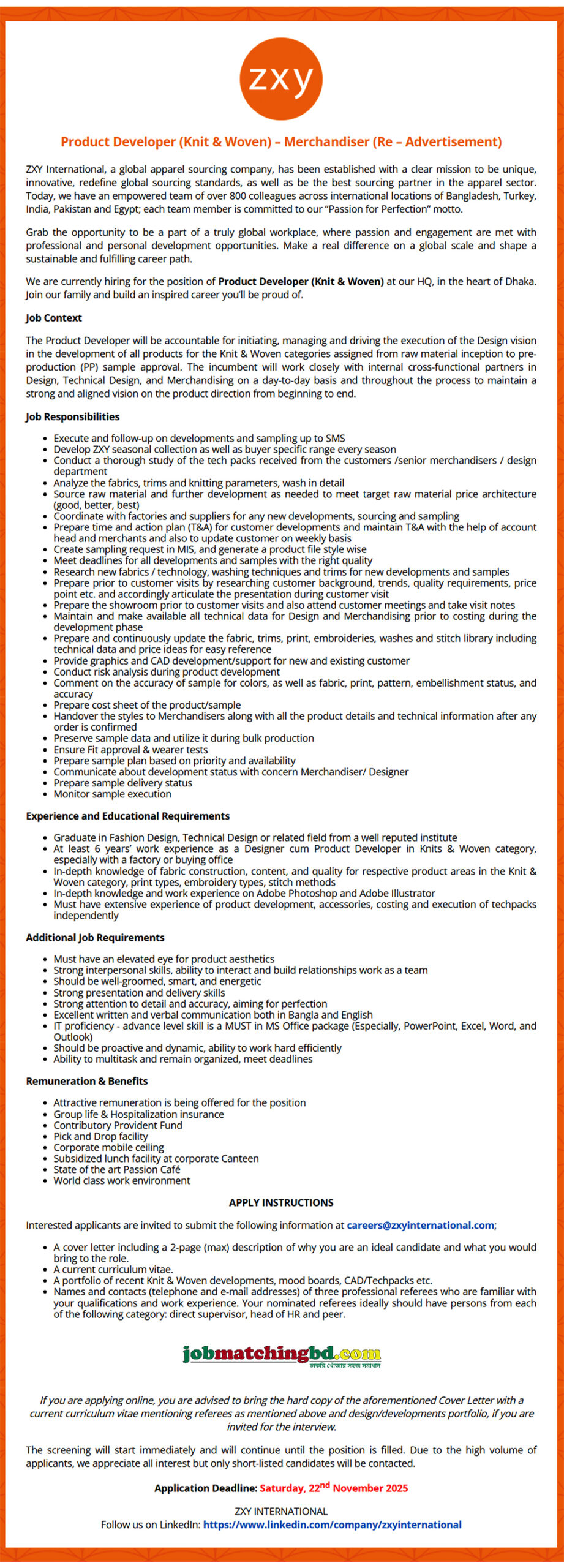 Garments Job Circular