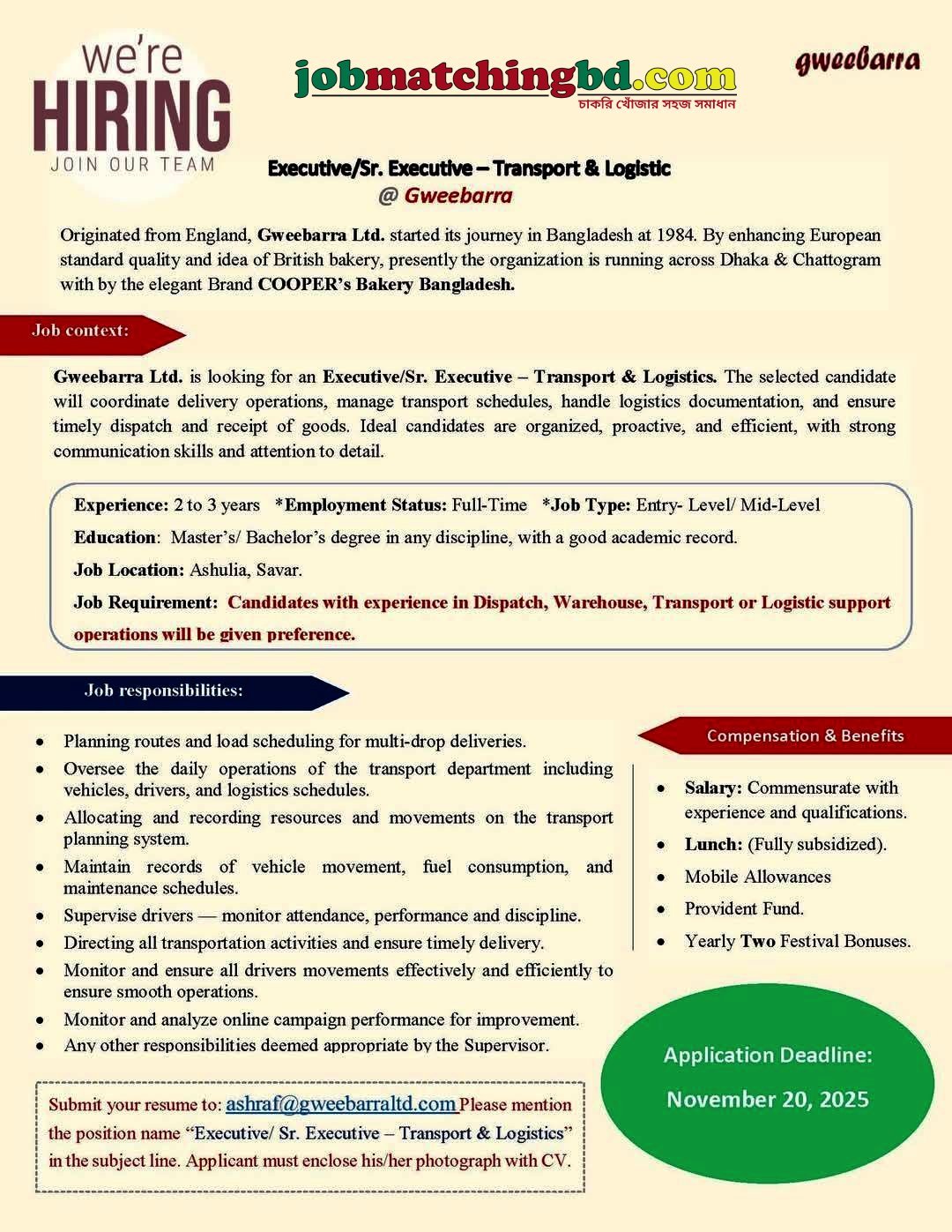 Logistics Jobs in Bangladesh