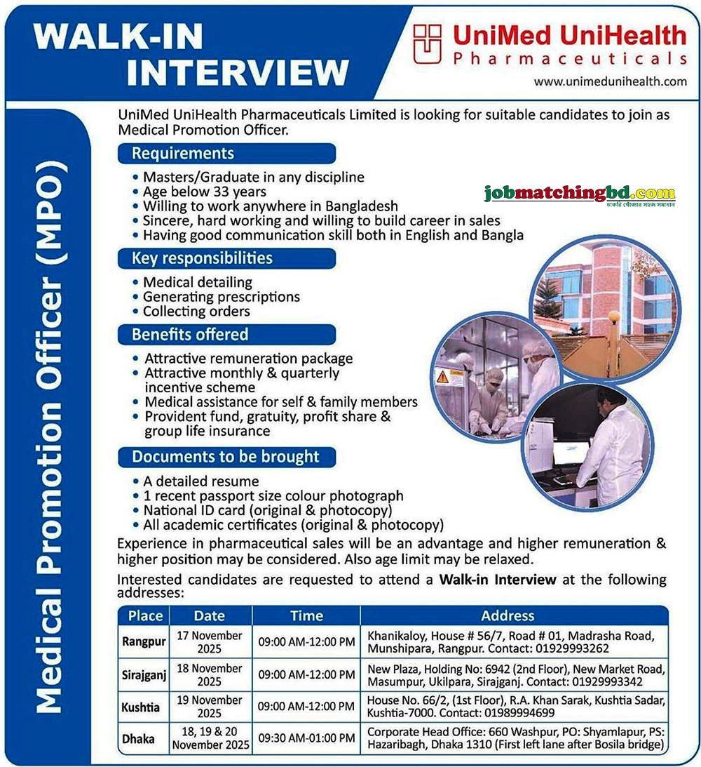 Pharma Job in Bangladesh