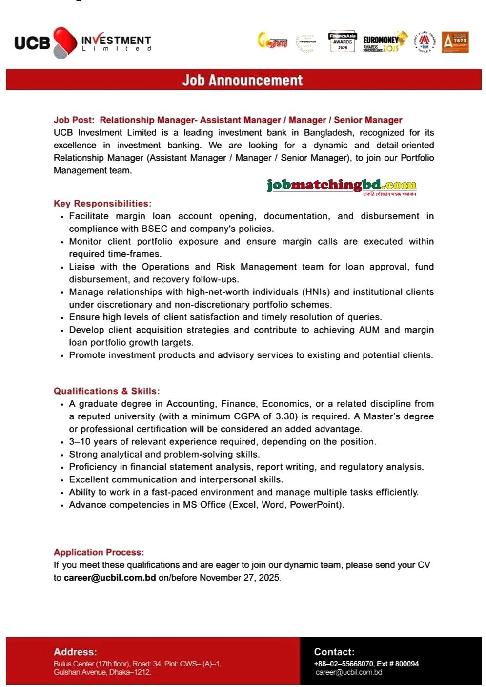 Bank Job in Bangladesh