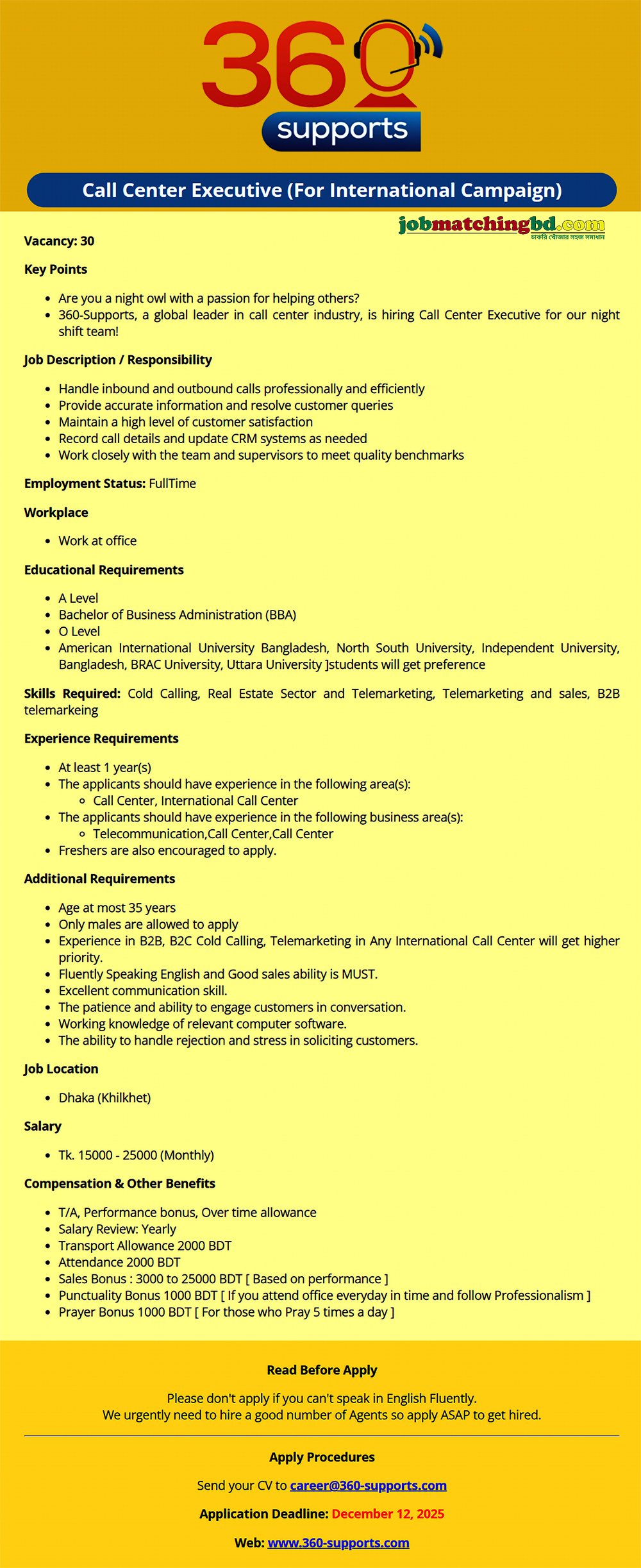 Call Center Jobs in Bangladesh