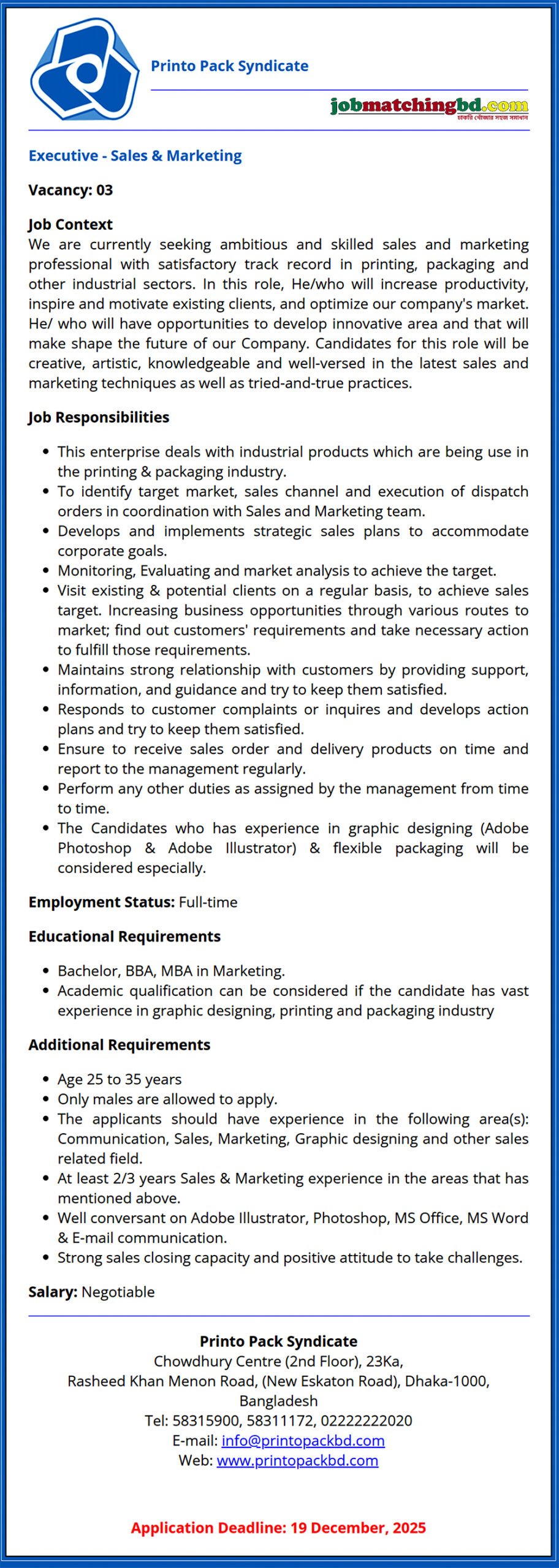 Sales and Marketing Job