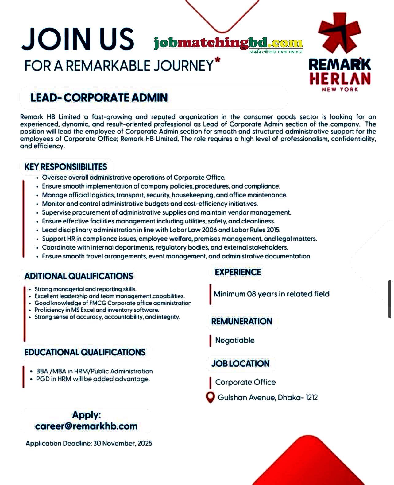 HR Admin Jobs Circular