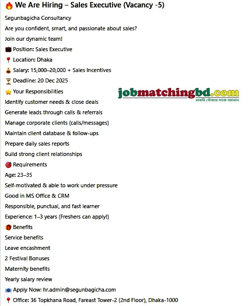 Sales Job in Dhaka