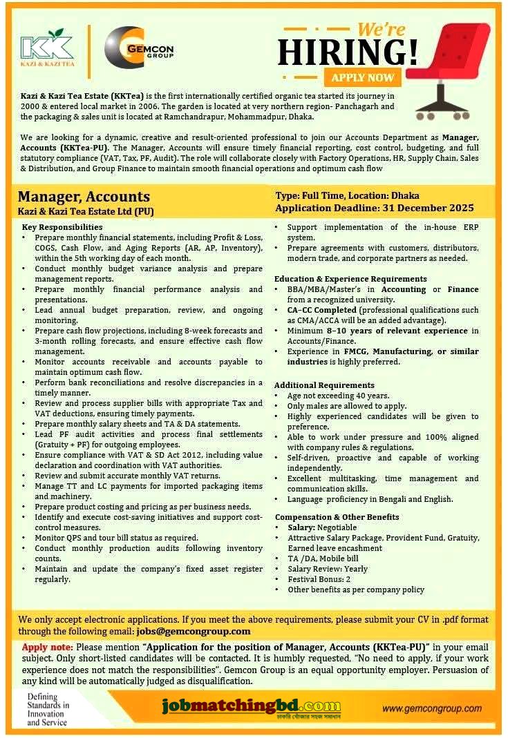 Accounting Job in Bangladesh