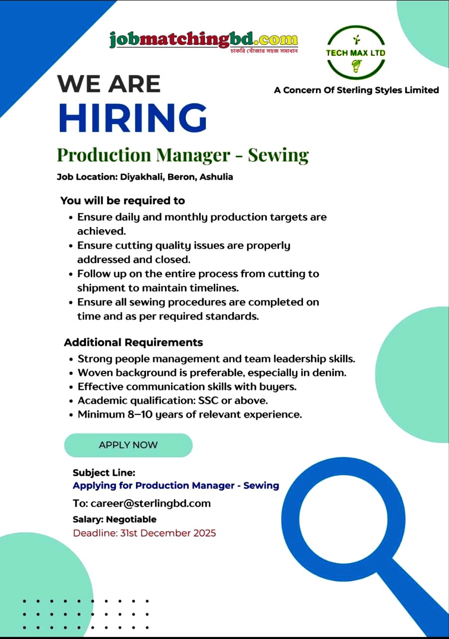 Manager Job in Dhaka