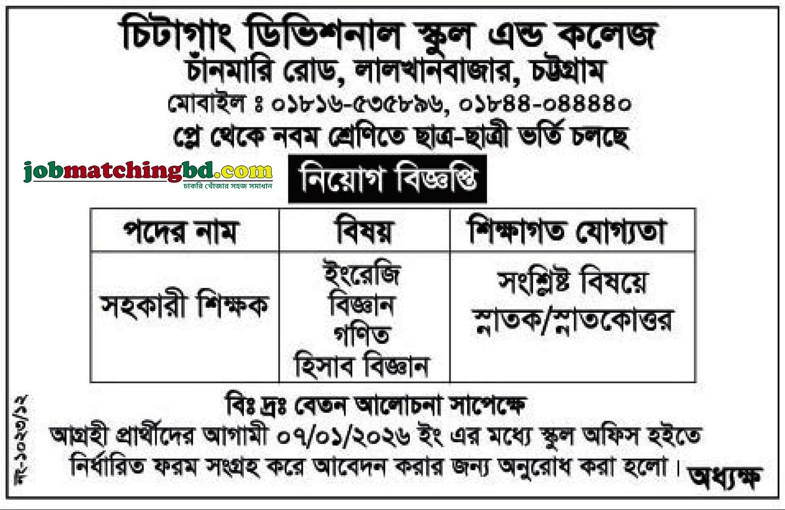 Teaching jobs in Chittagong