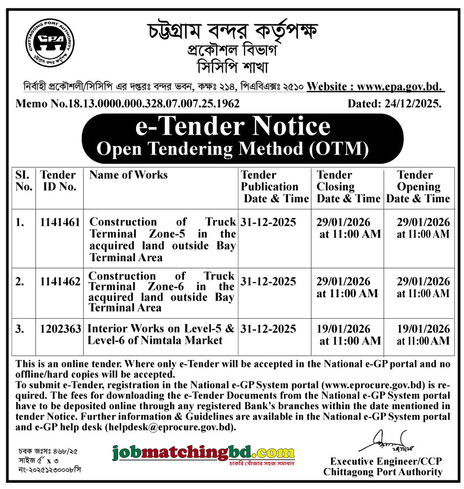 Chittagong Port Authority Tender