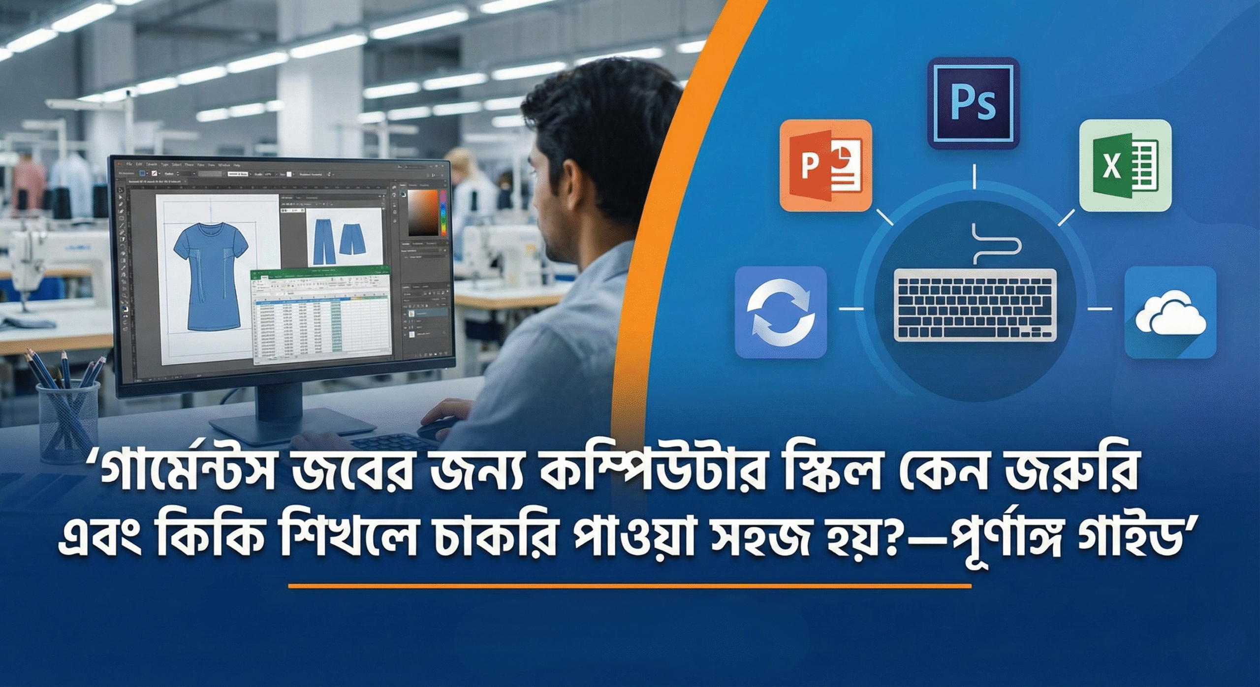 গার্মেন্টস চাকরির জন্য কি কি শিখতে হয়, গার্মেন্টস অফিস কম্পিউটার কোর্স, Commercial ও merchandising computer skills, গার্মেন্টস সেক্টরে চাকরি পাওয়ার পথ, গার্মেন্টস অফিসে Excel কাজ, garments data entry skills, garments ERP system, গার্মেন্টসে চাকরি পেতে কি লাগে, garments job requirements bd