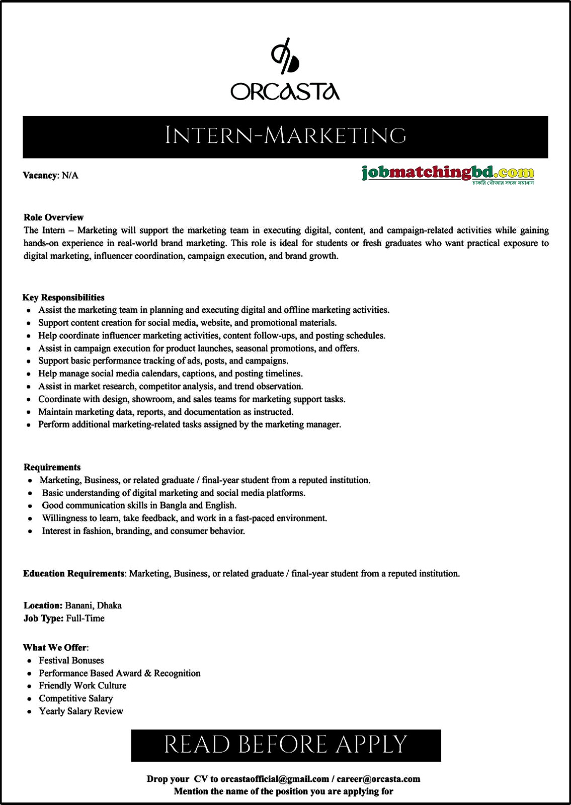 Internship Jobs in Dhaka