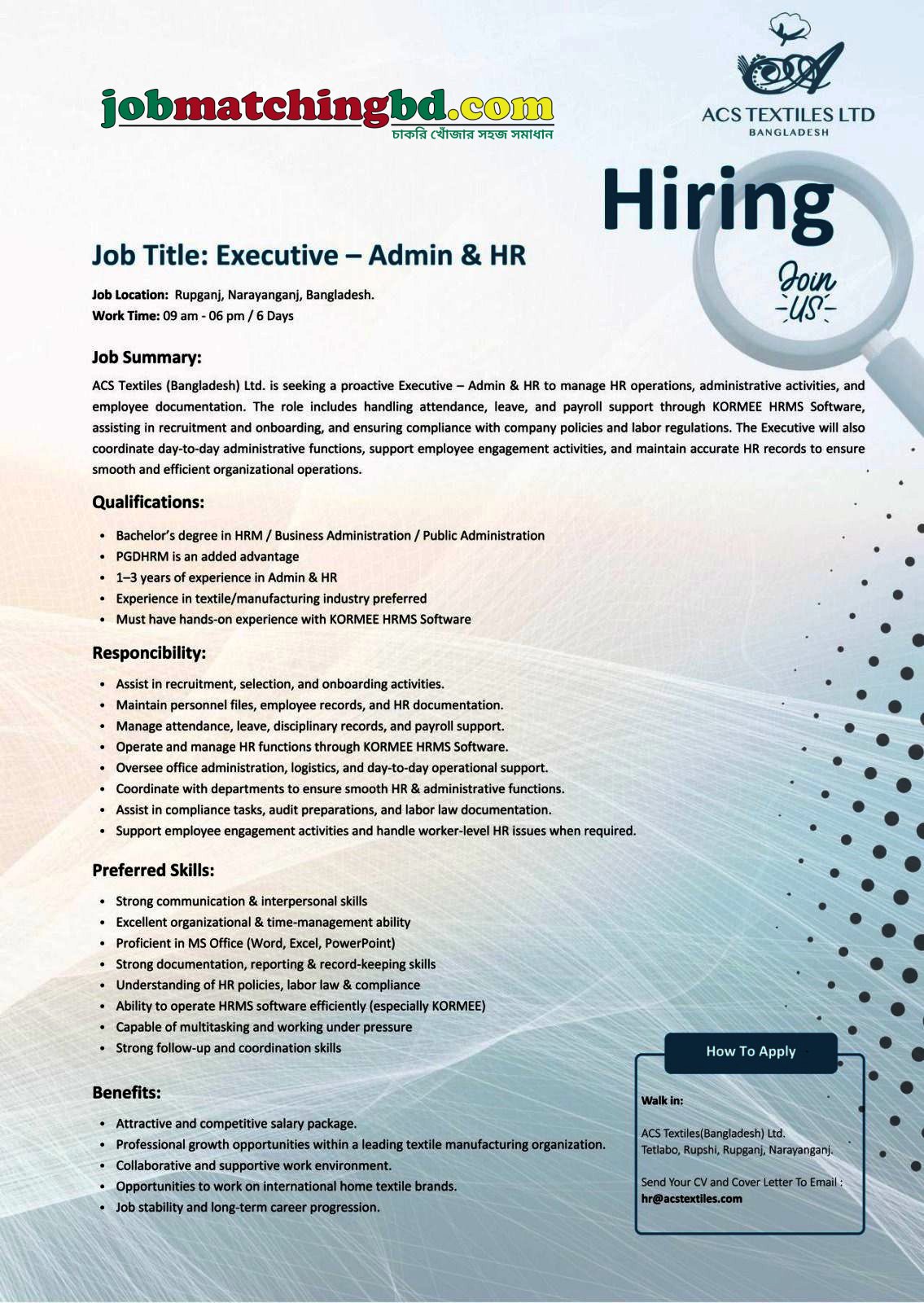 HR Job in Bangladesh