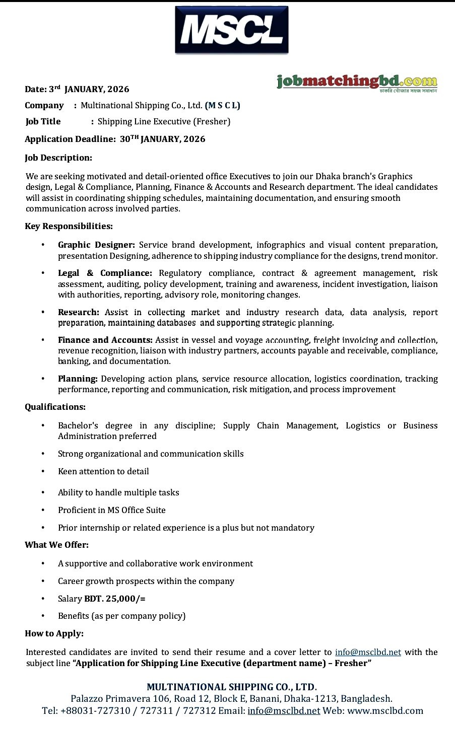 Supply Chain Jobs in Bangladesh
