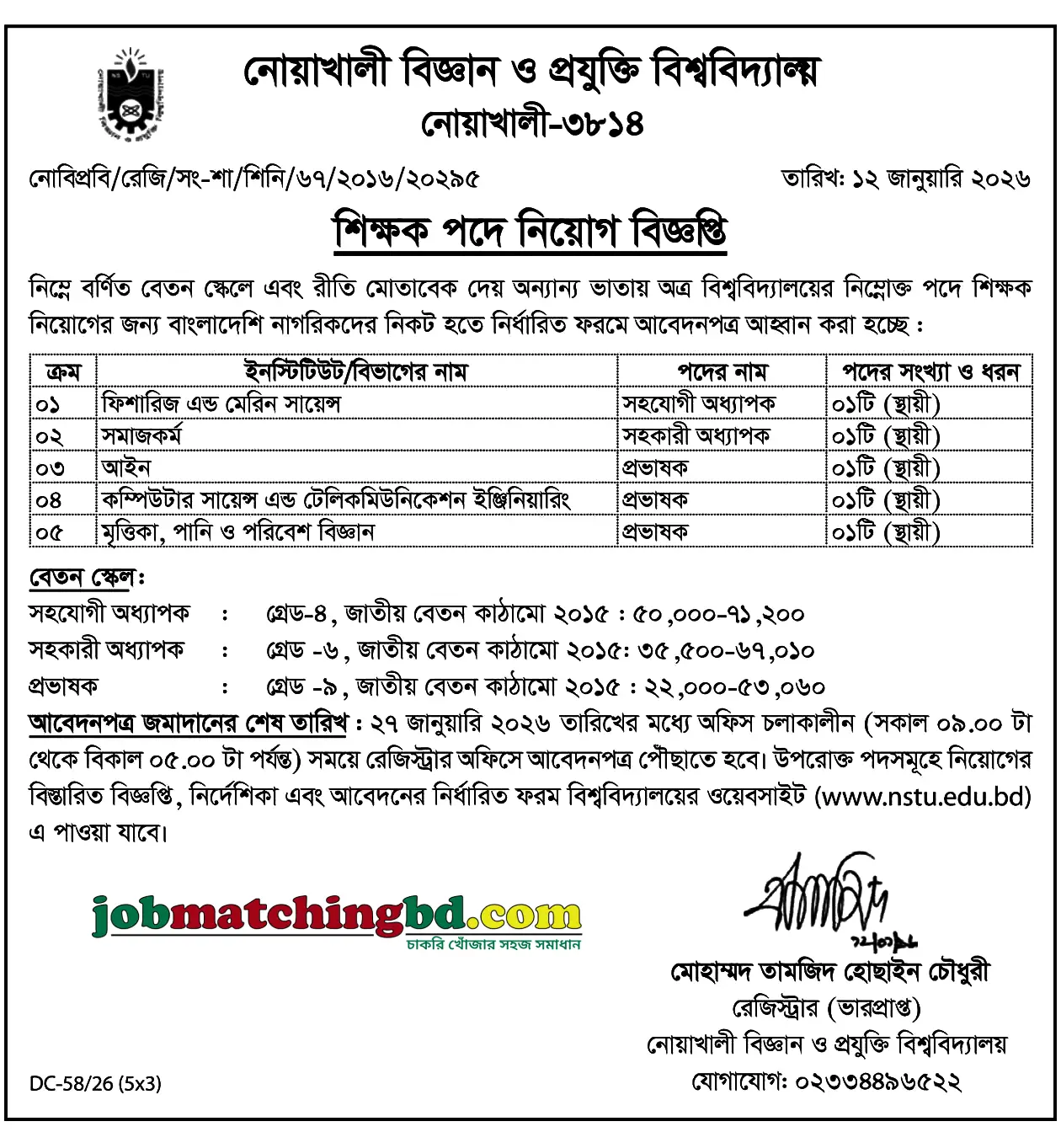 NSTU Job Circular