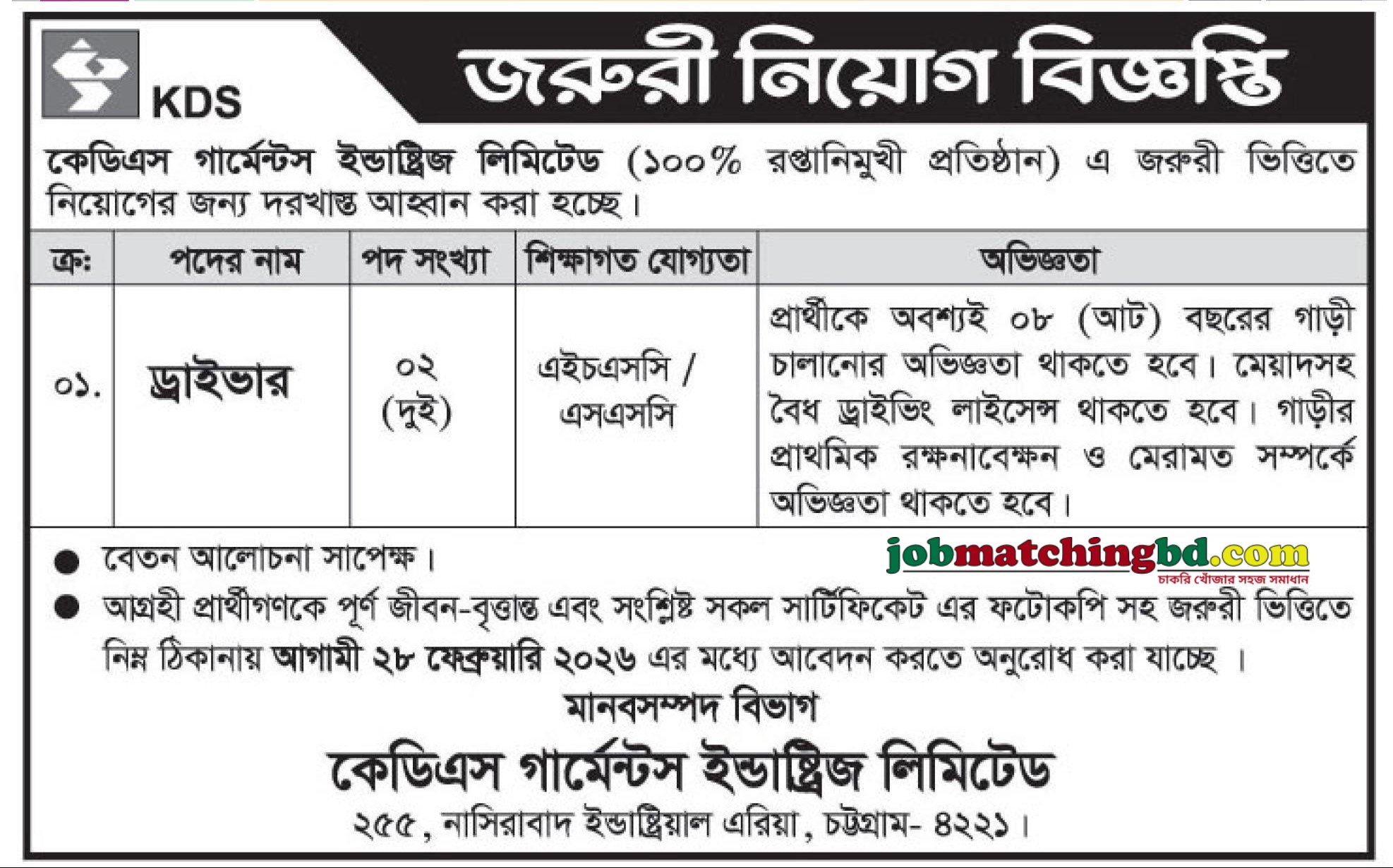 Garments Job in Chittagong