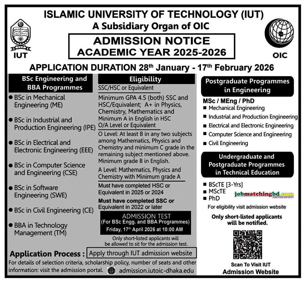 Islamic University of Technology Admission
