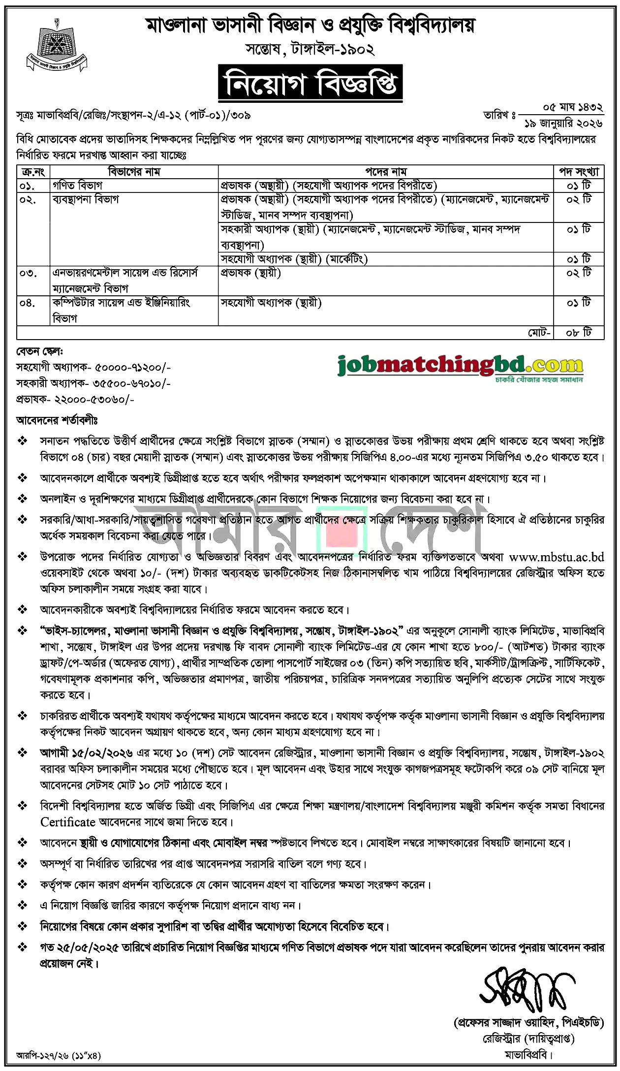 MBSTU Job Circular