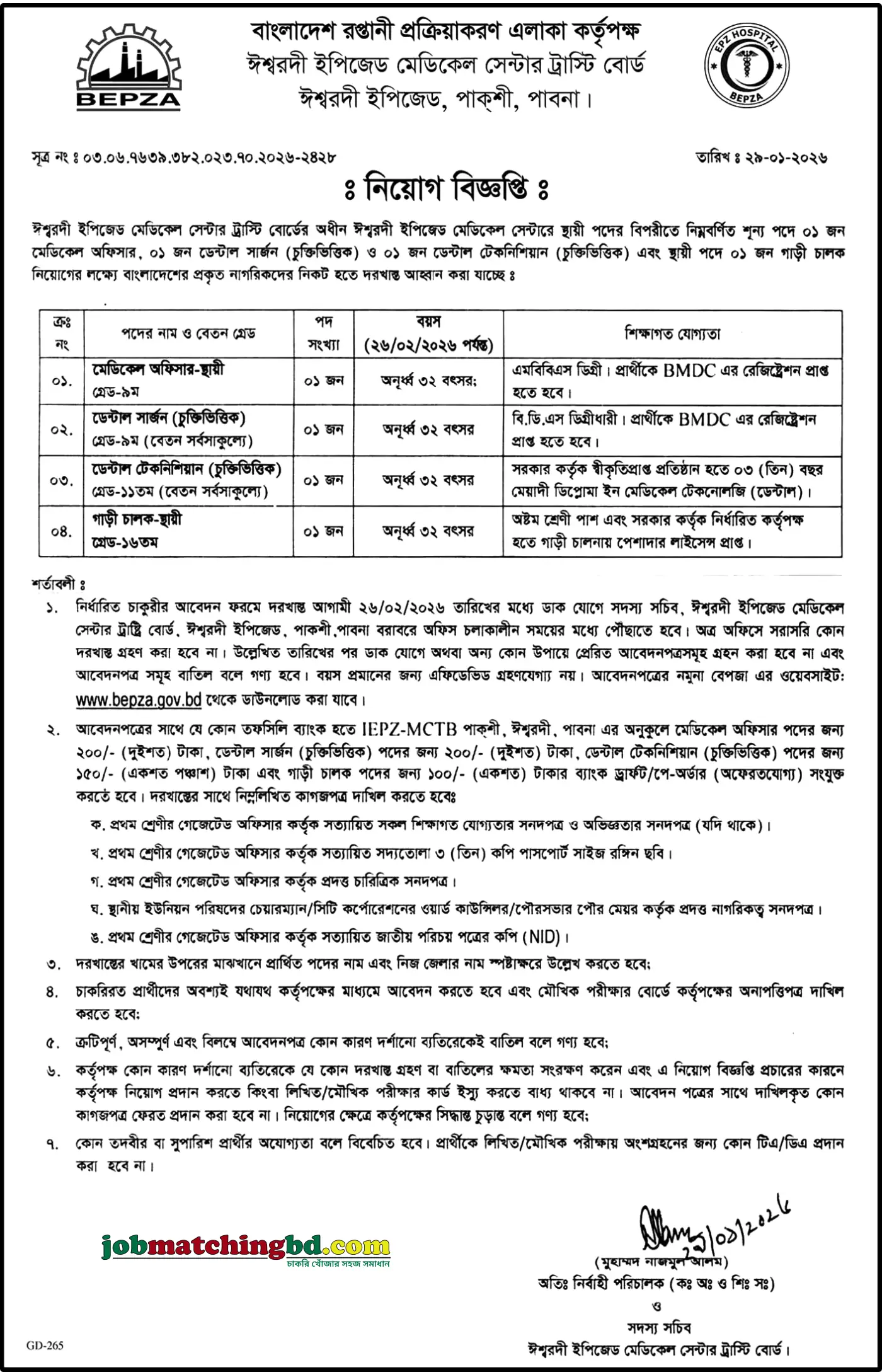 BEPZA Job Circular