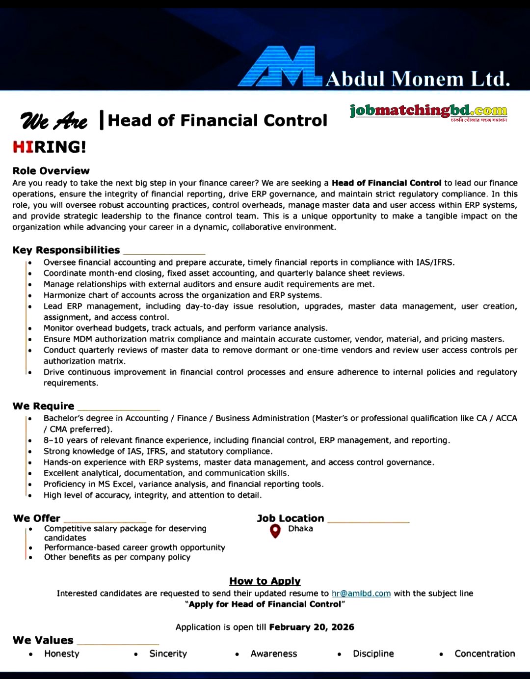 Finance Job Bangladesh