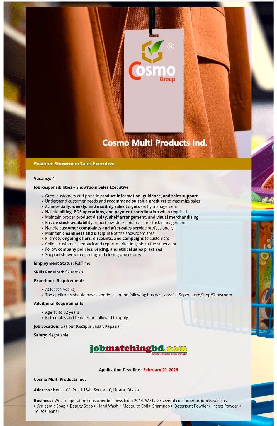 Sales Job in Dhaka