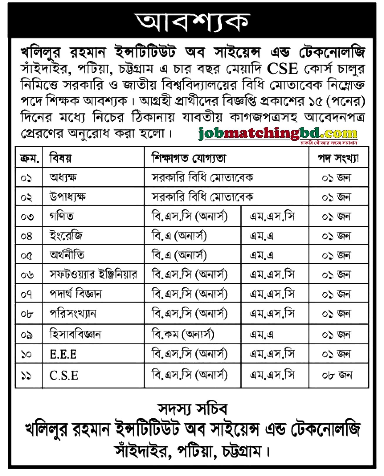 Education Jobs Circular