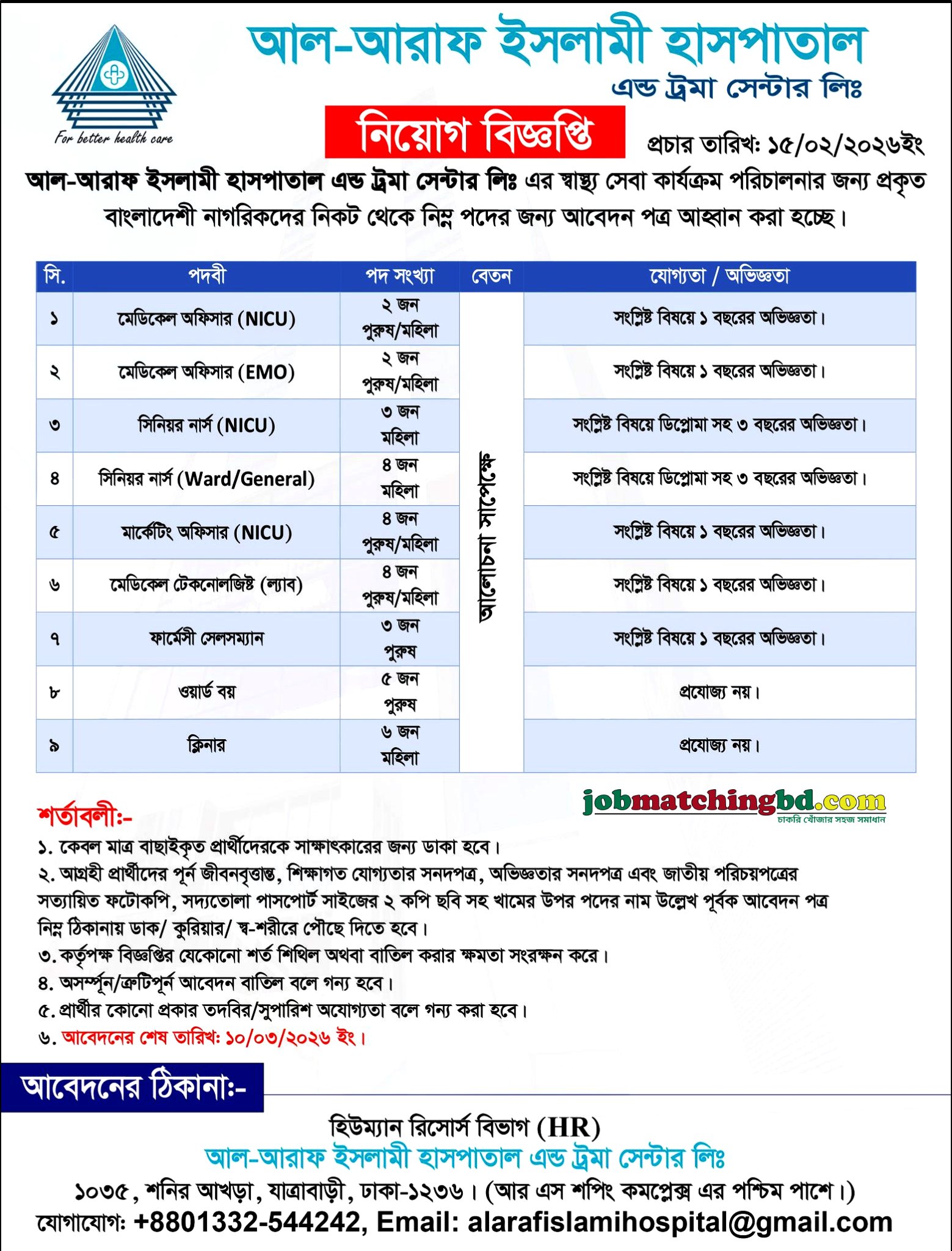 Hospital Job in Dhaka