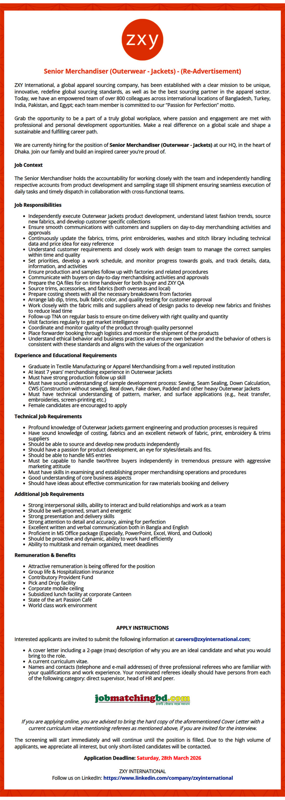 Garments Jobs 2026