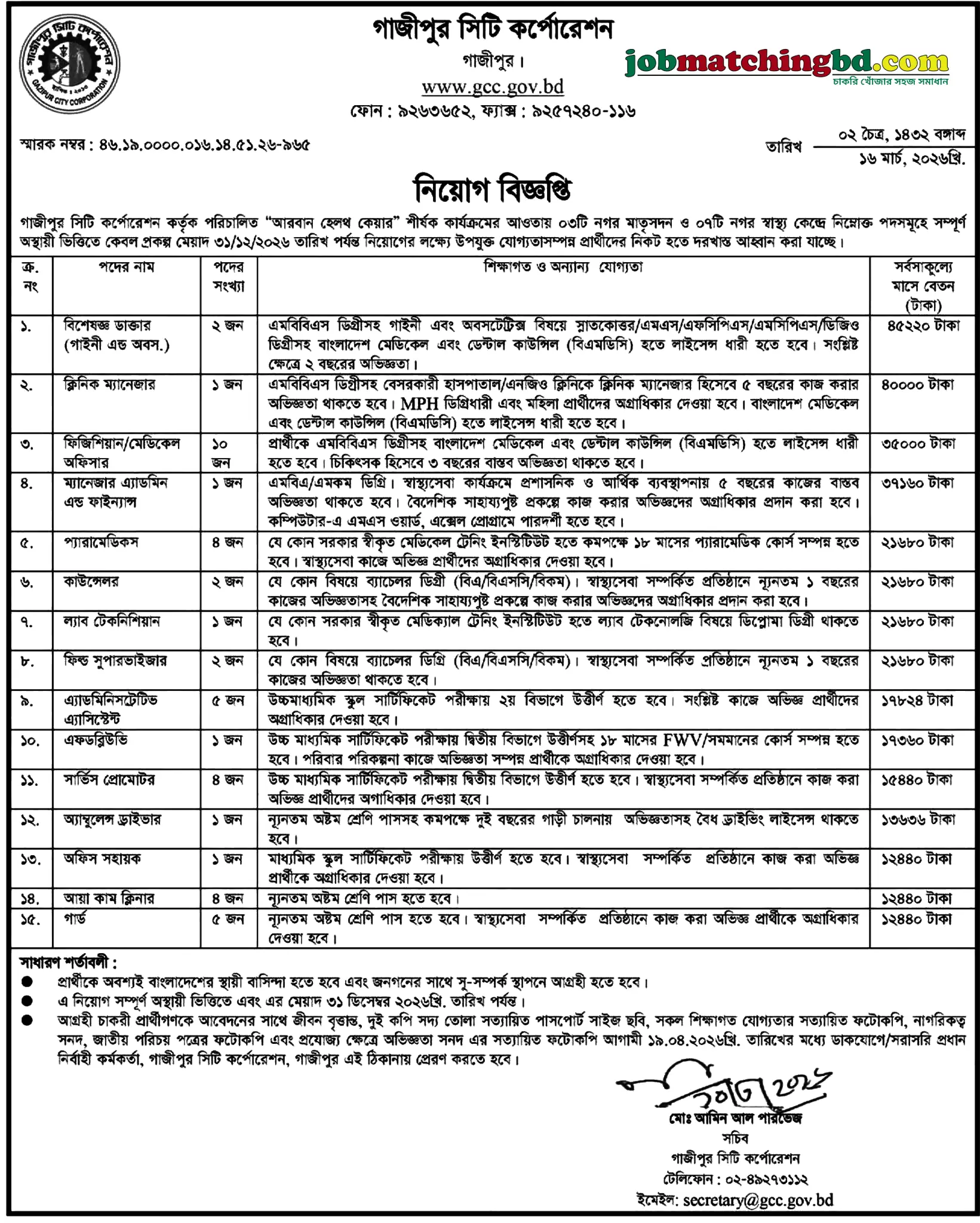 GCC Job Circular