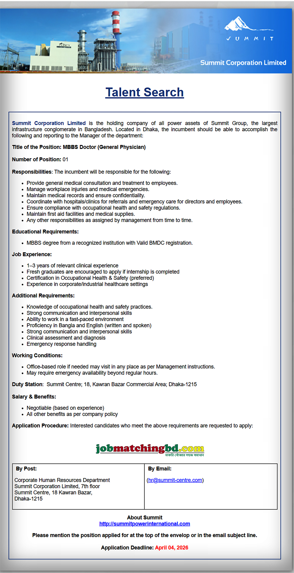 Medical Career in Dhaka