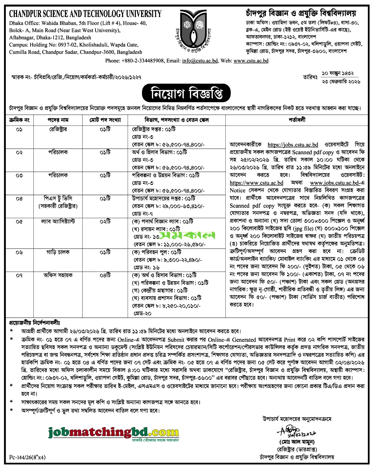 CSTU Job Circular
