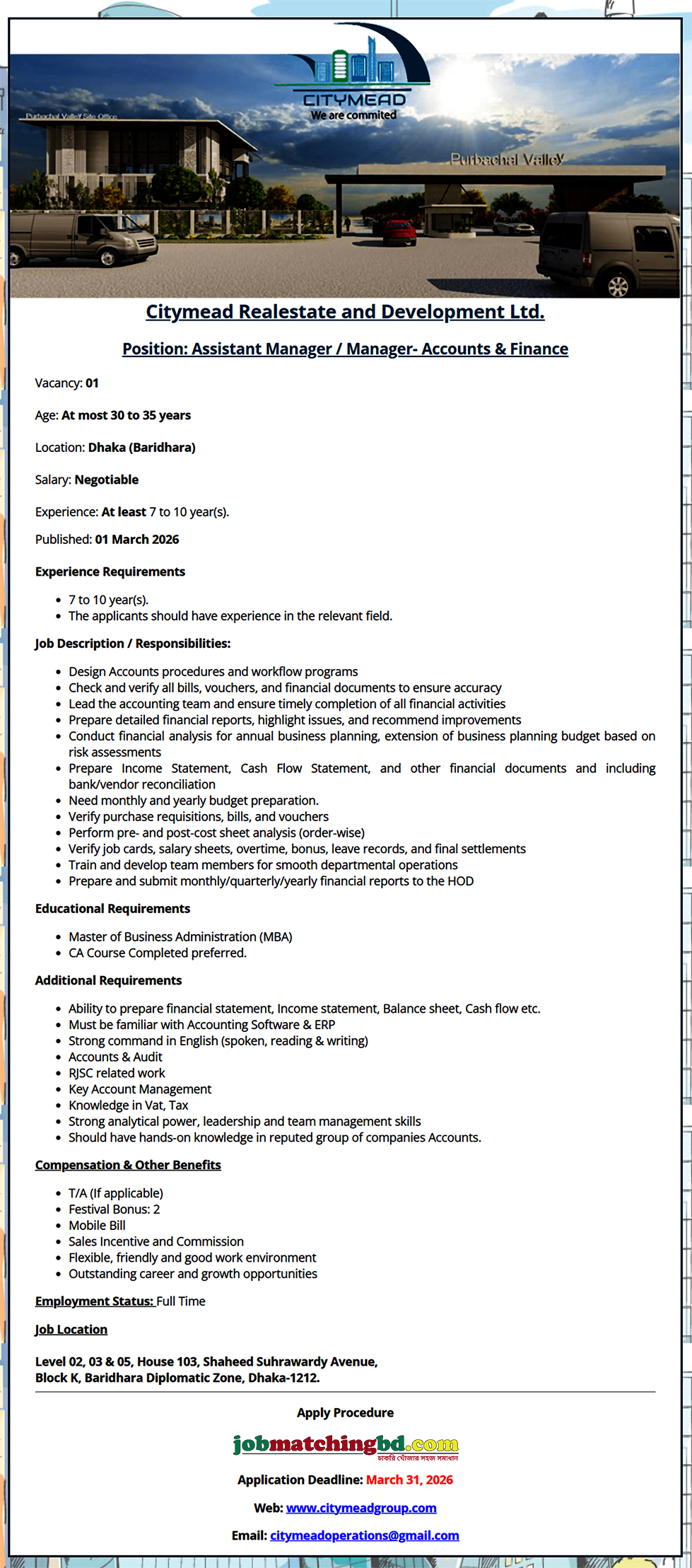 Accounting Job in Dhaka