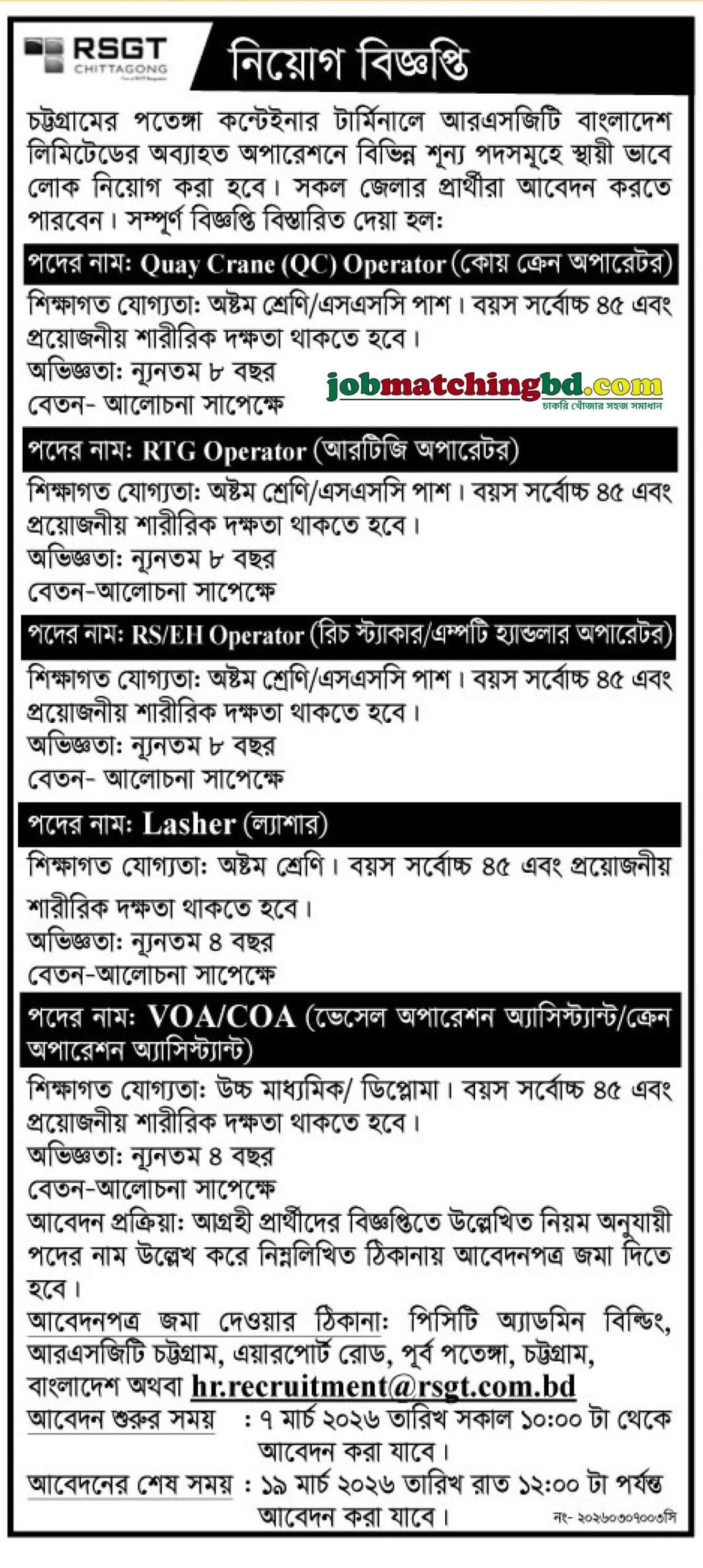 Chittagong Job Circular