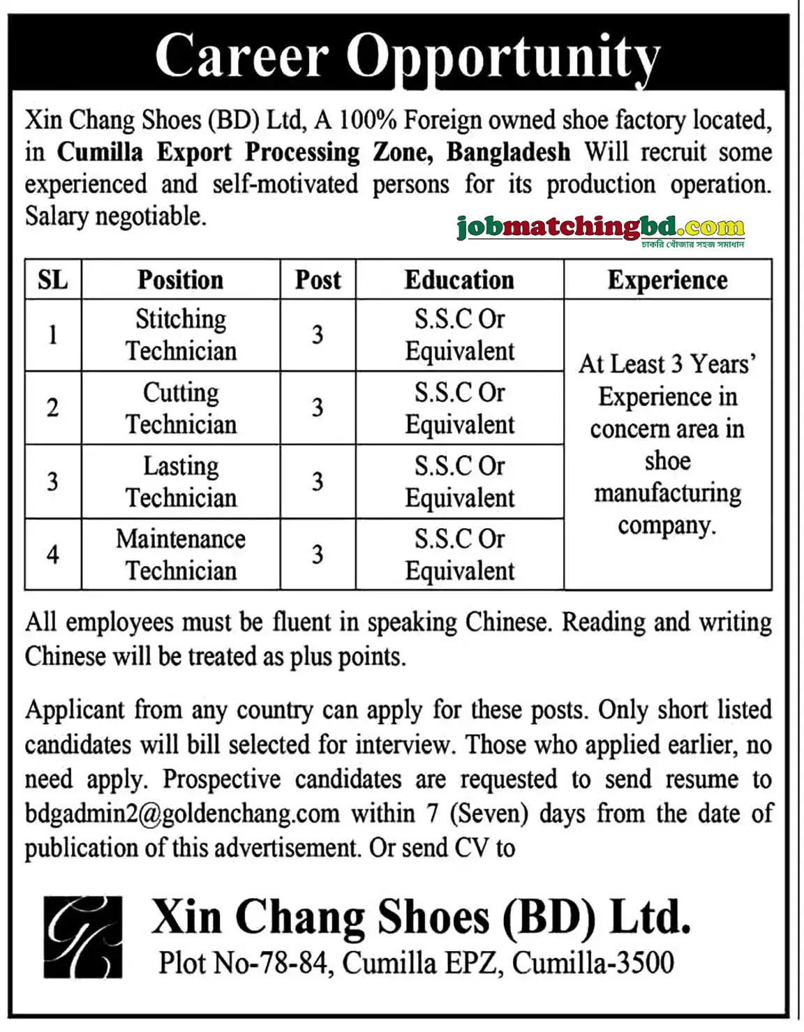 Technician Job Circular