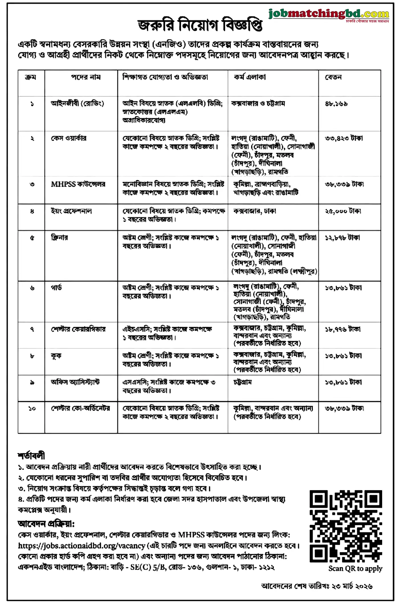 NGO Job in Bangladesh