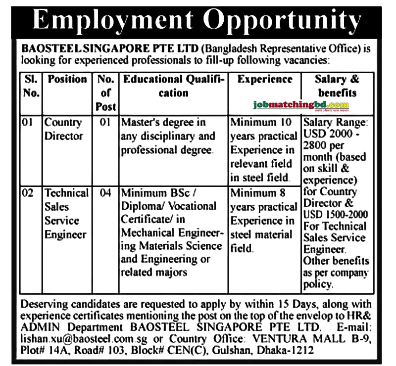 Engineer Job in Dhaka