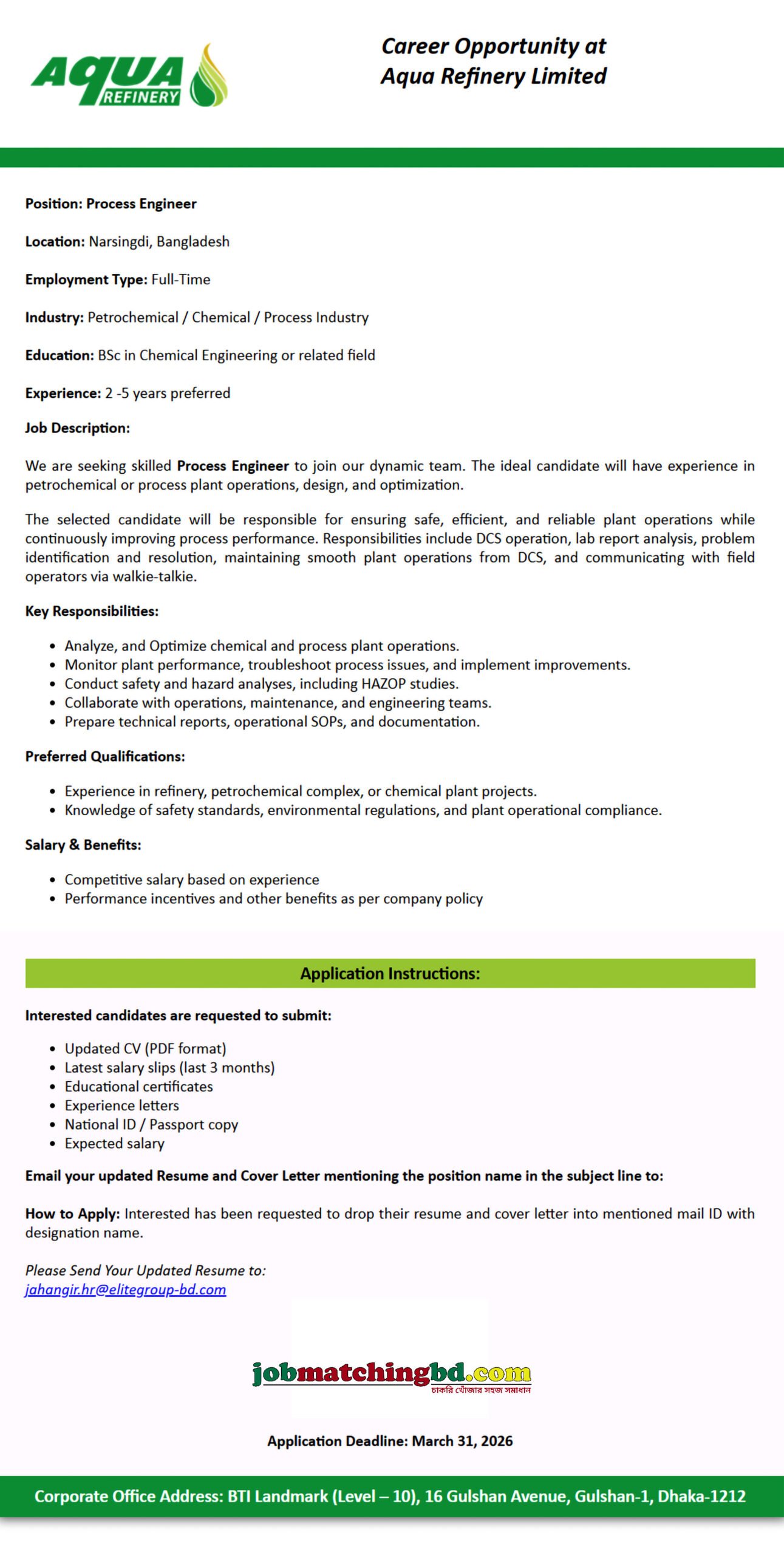 Engineer Career in BD 2026